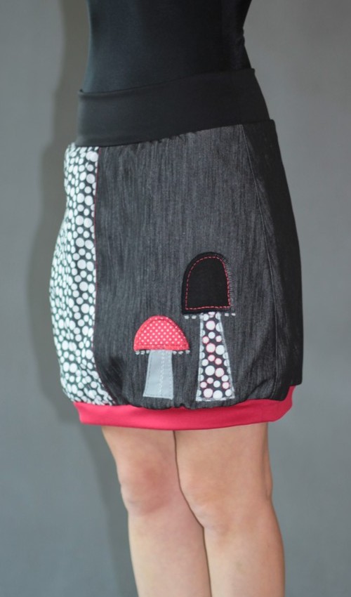 LaJuPe puntíkatá sukně bavlna_polyester_bez_podšívky_černá_bílá_dělená_1kapsa_úplet_černá_šedočervená_houby_dvěhouby