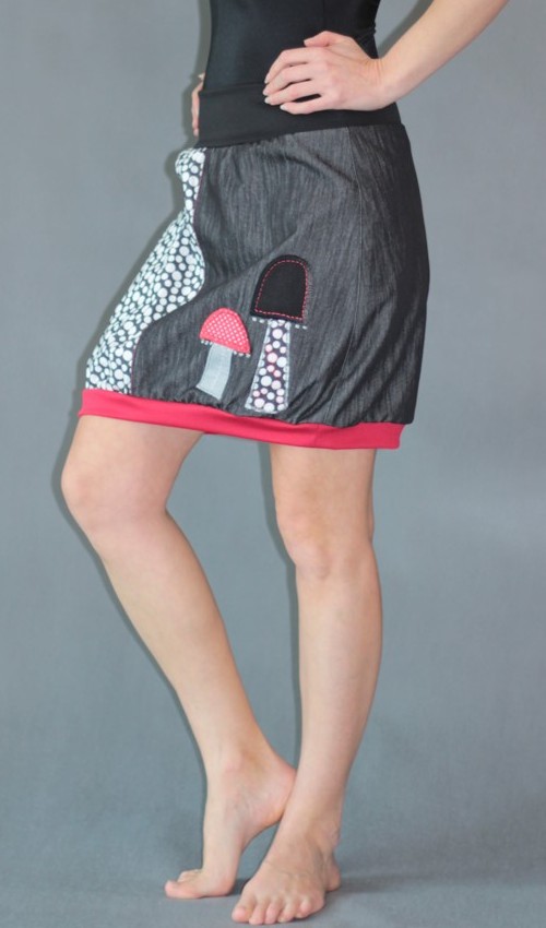 LaJuPe puntíkatá sukně bavlna_polyester_bez_podšívky_černá_bílá_dělená_1kapsa_úplet_černá_šedočervená_houby_dvěhouby