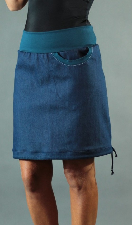LaJuPe úzká sukně detail_bavlna_polyester_bez_podšívky_modrá_petrol_áčková_1kapsa_tunýlek_petrol_bezmotivu