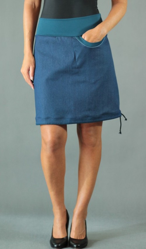 LaJuPe úzká sukně detail_bavlna_polyester_bez_podšívky_modrá_petrol_áčková_1kapsa_tunýlek_petrol_bezmotivu