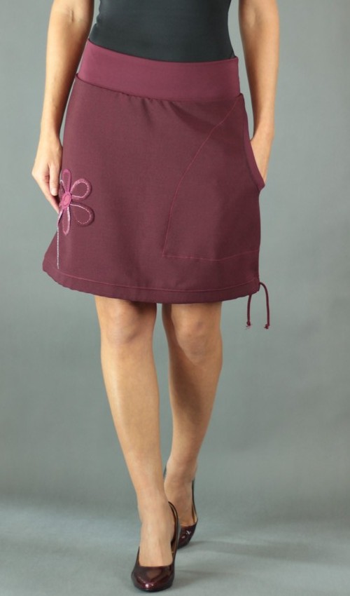 LaJuPe sukně do pasu polyester_polyester_bez_podšívky_vínová_vínová_áčková_1kapsa_tunýlek_vínová_vínová_kykta_květ