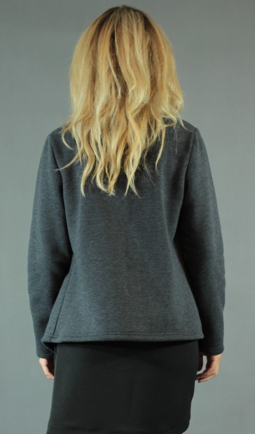 LaJuPe lehký kardigan bavlna__bez_podšívky_antracit_šedá_áčkový_bez_kapes_šedo antracit_kolečko_dvě kolečka