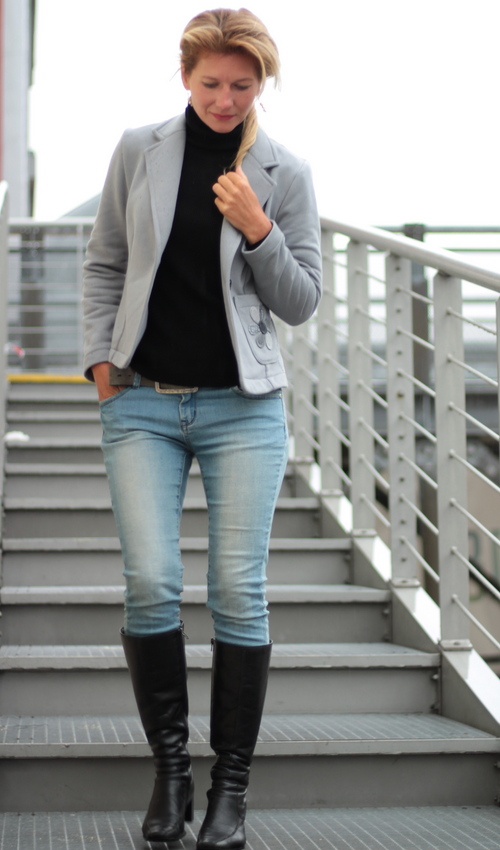 LaJuPe kardigan bavlna__bez_podšívky_světlešedá_šedá_vypasovaný_1kapsa_šedošedá_kytka_kytka