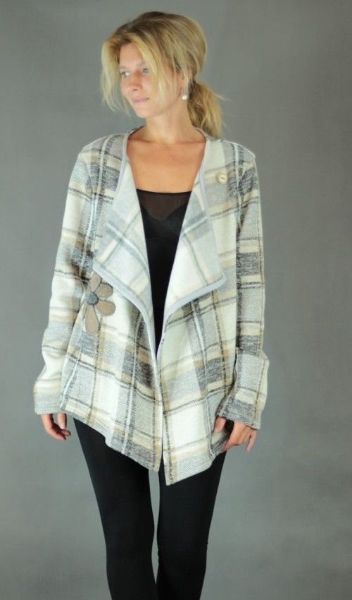 LaJuPe dámské kardigany viskóza__bez_podšívky_hnědá_krémová_áčkový_bez_kapes_hnědá_kytka_kytka