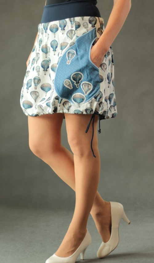 LaJuPe balonová sukně bavlna_elastan_bez_podšívky_modrá_bílá_skládaná_1kapsa_tunýlek_modrá_modropestrá_balon_balony LaJuPe balonová sukně bavlna_elastan_bez_podšívky_modrá_bílá_skládaná_1kapsa_tunýlek_modrá_modropestrá_balon_balony