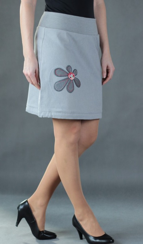 0402_P_šikmo_bavlna_polyester_bez_podšívky_světle šedá_růžová_áčková_1kapsa_tunýlek_světle šedá_šedo růžová_kytka_květ