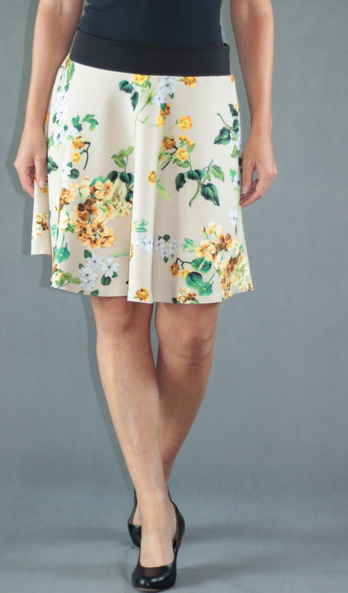 0441_P_zepredu_polyester_elastan_bez_podšívky_béžová_zelená_kolová_bez_kapes_hladké_černá_hnědozelená_potisk_květy